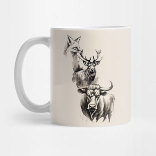 Inkwork Stag Vixen and Bull Mug